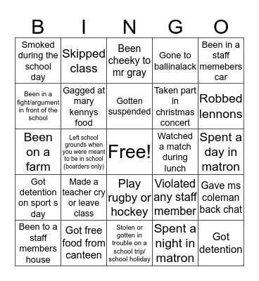 Wilsons Bingo Card