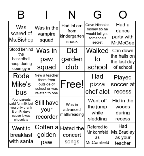 OQS Bingo Card