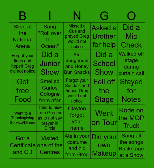 Fr. HoLung & Friends Bingo Card