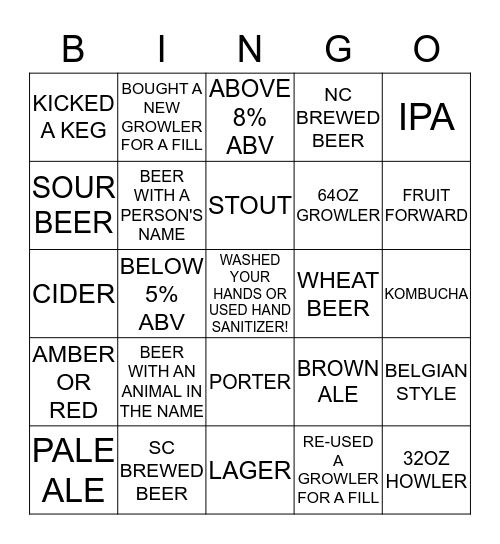 GROWLER BINGO Card