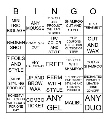 FAMOUS HAIR Bingo Card