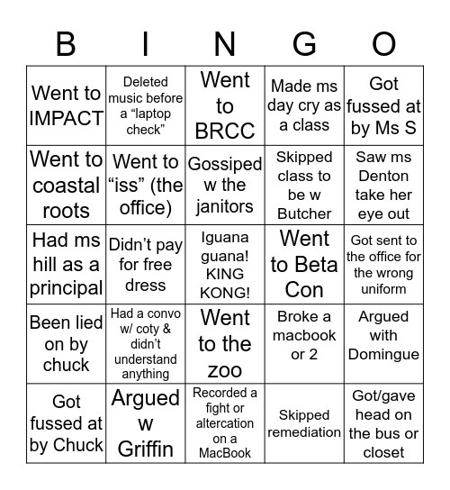MSA E OG EDITION Bingo Card