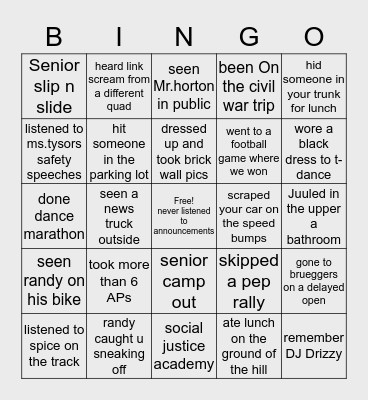 East Bingo Card