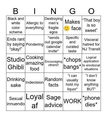 Tiff Bingo Card