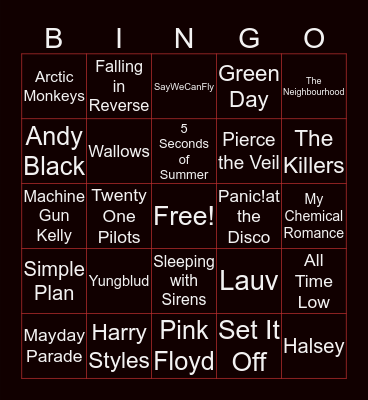 Similar Taste Bingo Card