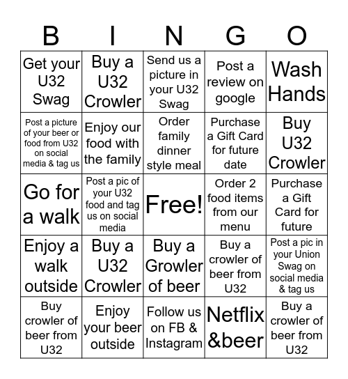 U32 Bingo Card