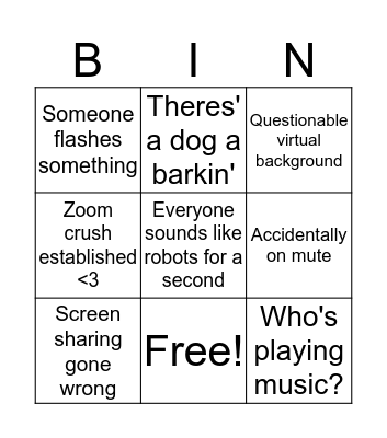 Zoom Lecture Bingo Card
