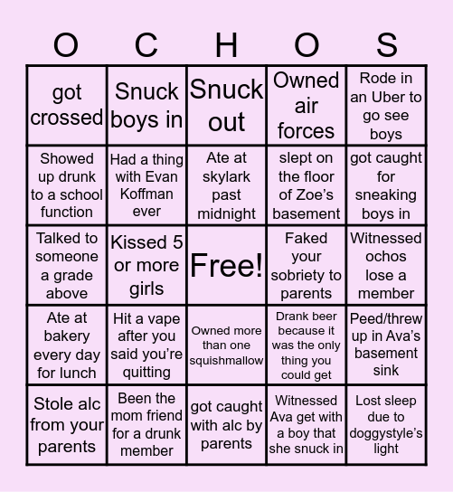 Ochos Bingo!! Bingo Card