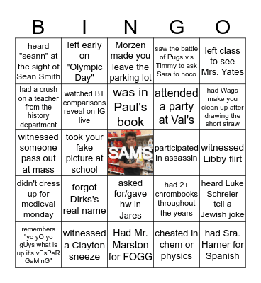 Class of 2019 BINGO Card