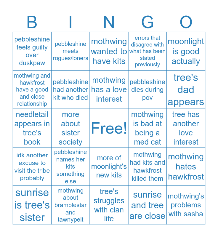 warrior cats! Bingo Card