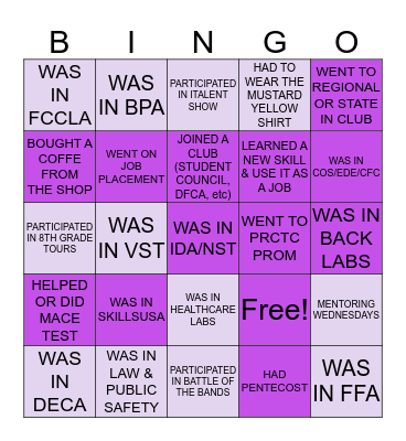 PICKAWAY-ROSS CTC Bingo Card