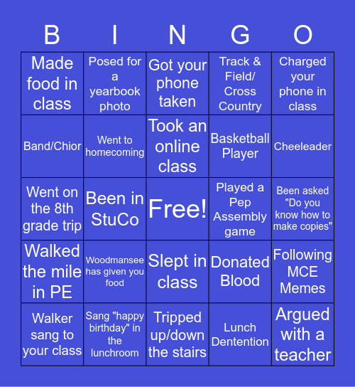 MCE Bingo! Bingo Card