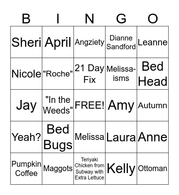 Fun Friday Bingo!! Bingo Card
