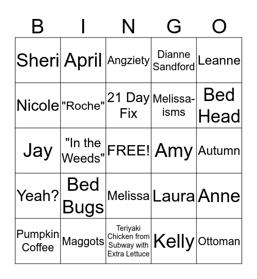 Fun Friday Bingo!! Bingo Card