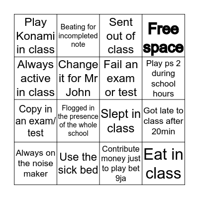 C&S college  list Bingo Card