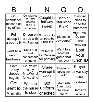 SIA Bingo Card