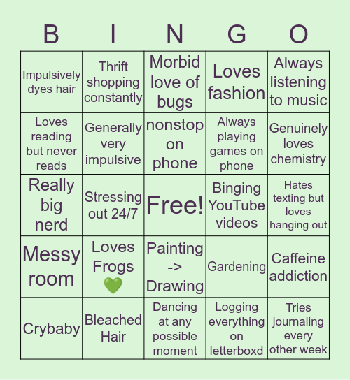 🐸💓EVY’S BINGO 💓🐸 Bingo Card