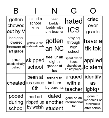 ICS BINGO: CLASS OF '24 EDITION Bingo Card