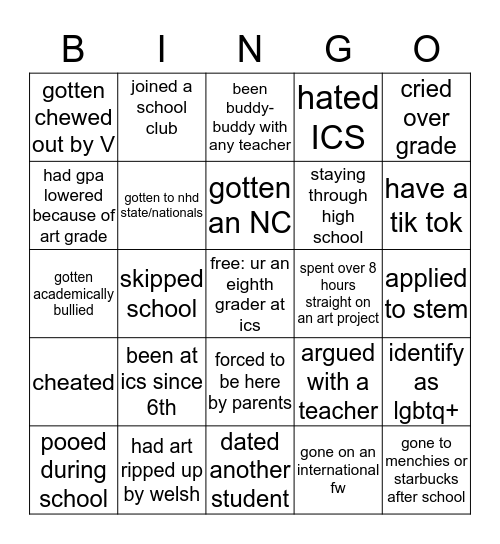 ICS BINGO: CLASS OF '24 EDITION Bingo Card
