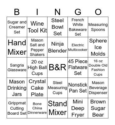 Betty's Bridal Bingo Card