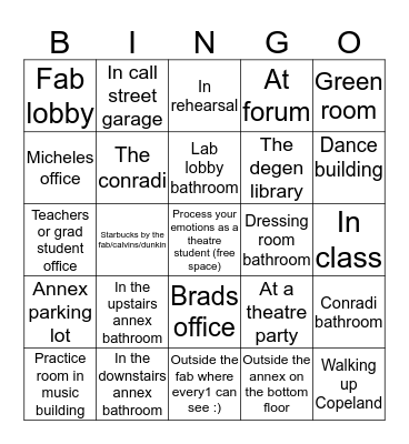 Where have you cried in the SOT Bingo Card