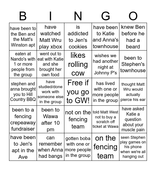 Queefz Bingo! Bingo Card