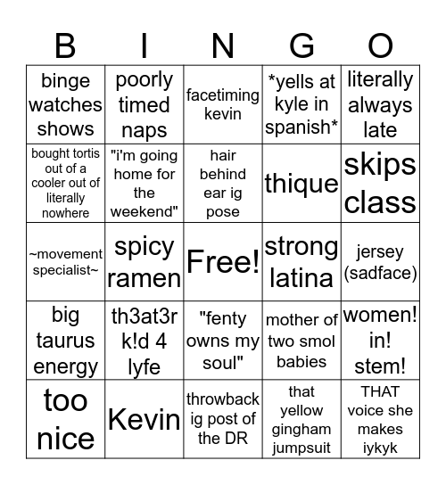 Randy Bingo Card