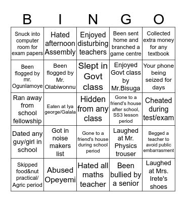 Never have I?   High lead's Edition Bingo Card