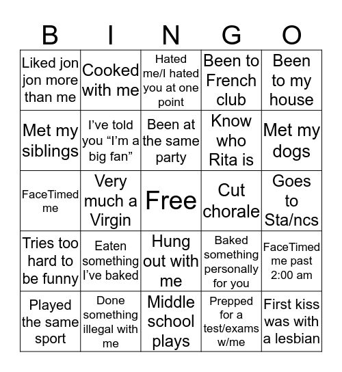 Merril Bingo Card