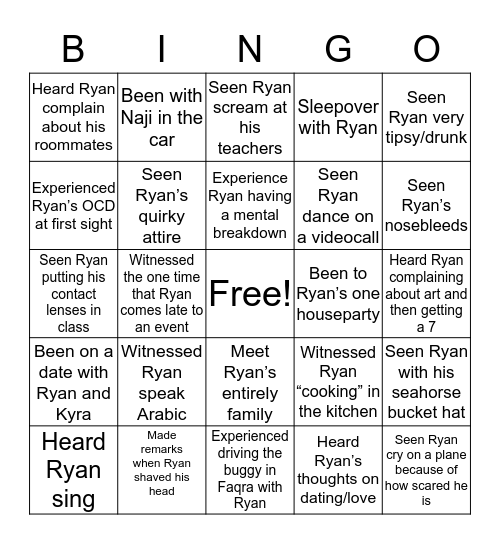Ryan’s Bingo Card