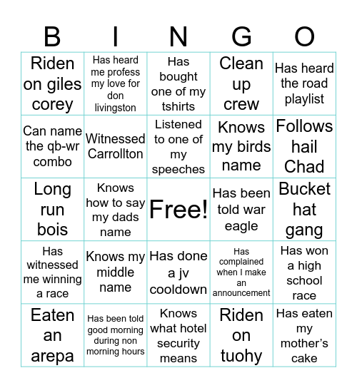 Christians bingo Card