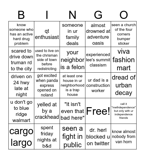 independence bingo Card
