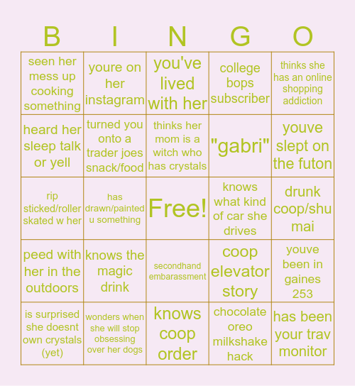gabriela bingo Card