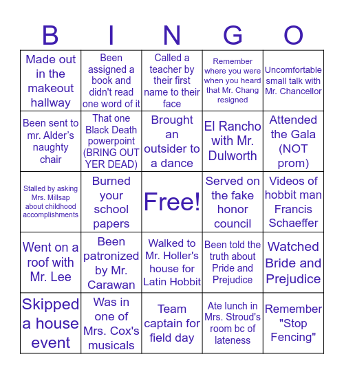 CCS Bingo (Old Folks Edition) Bingo Card