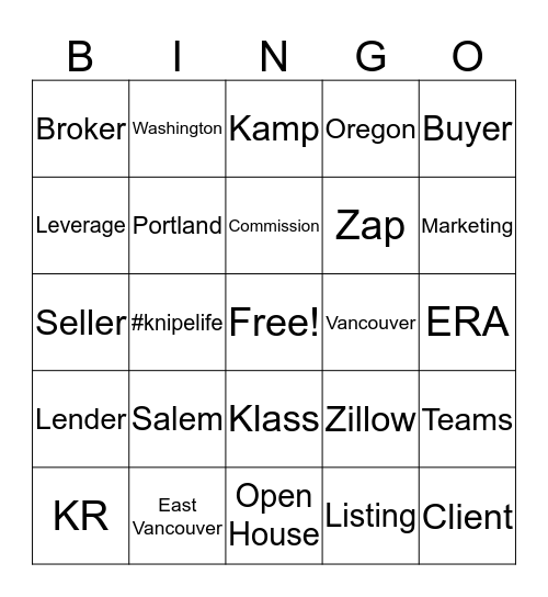 KR Happy Hour Bingo! Bingo Card