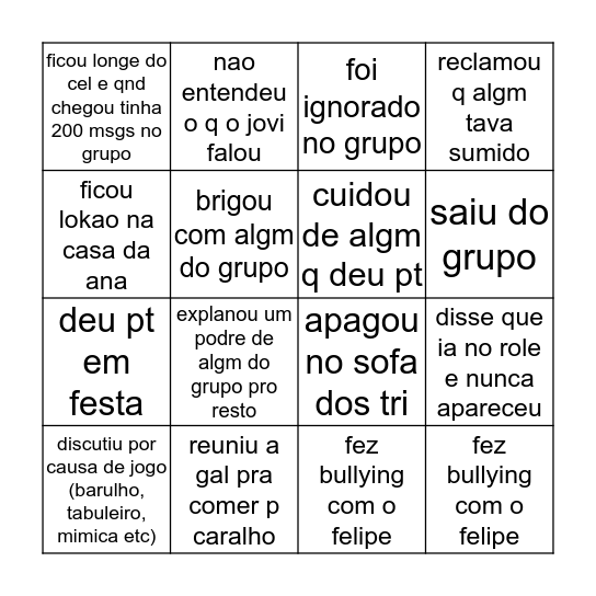 BINGAO DA NATA Bingo Card