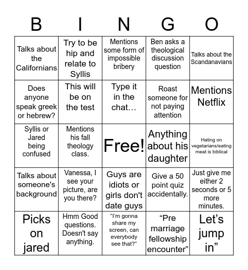 Dr. Green Bingo Card