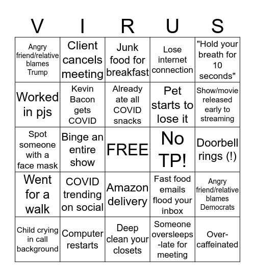 Coronavirus Bingo Card