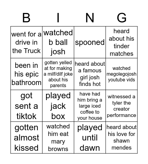 josh Bingo Card