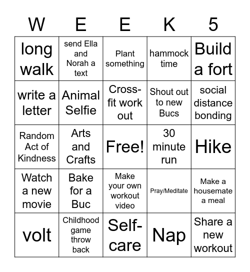 Women's Tennis Buc Bingo! Bingo Card