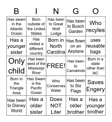 Find Someone Who Bingo Card