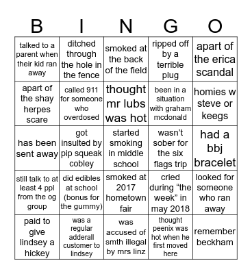 MBMS Stoner Bingo Card