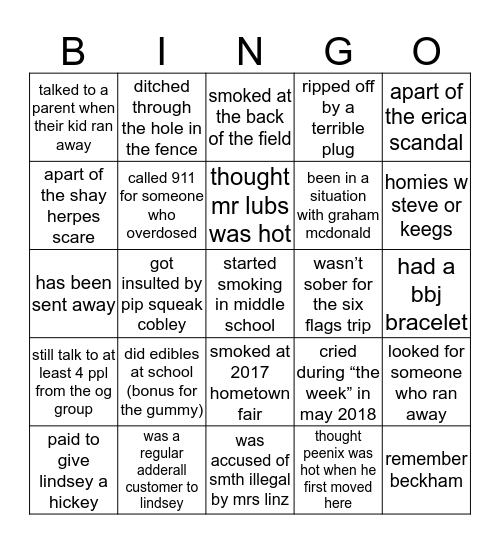 MBMS Stoner Bingo Card