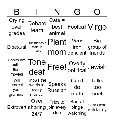 Emily’s Bingo Card
