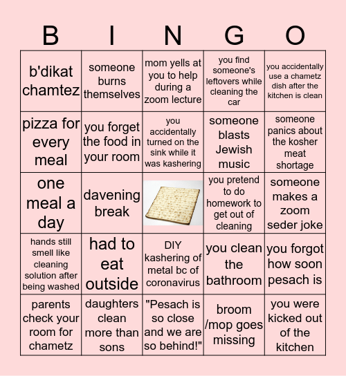pesach cleaning edition Bingo Card