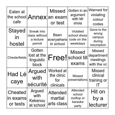 SMU (have you ever challenge) Bingo Card