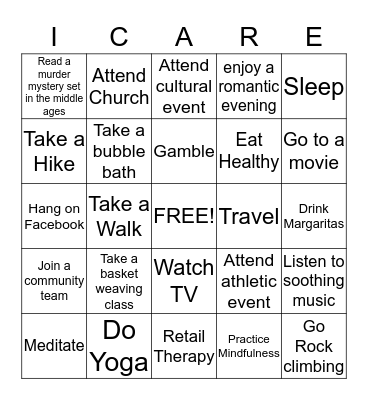 I Care Bingo Card