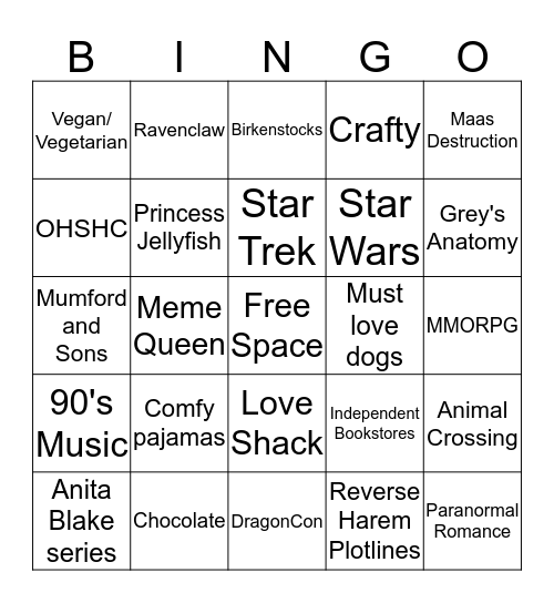 How Similar Are You to Jessica? Bingo Card