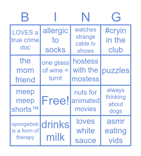 Mel Bingo Card