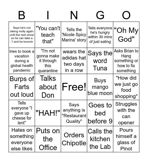 Sass Master Bing Bingo Card